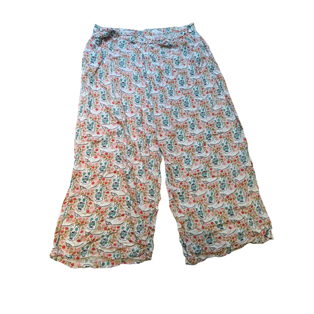 Printfresh Anthropologie Western Boots Floral Wide Leg‎ Lounge Pants 2X